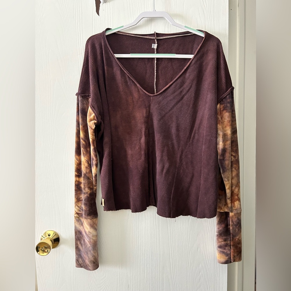 Long sleeve velvet and maroon shirt
